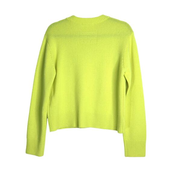 FRAME Clean Crewneck Cashmere Sweater Fresh Lime Boxy Fit Long Sleeve Women's M - Picture 3 of 10